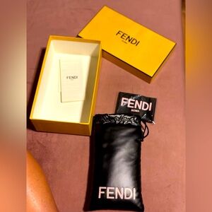 FENDI BOX, sunglasses bag with keychain new and microfiber cloth. Sold as set